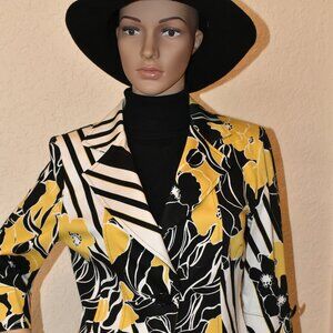 Collection by Pamela Abstract Black and Yellow one-button Blazer/Jacket US8 NWOT